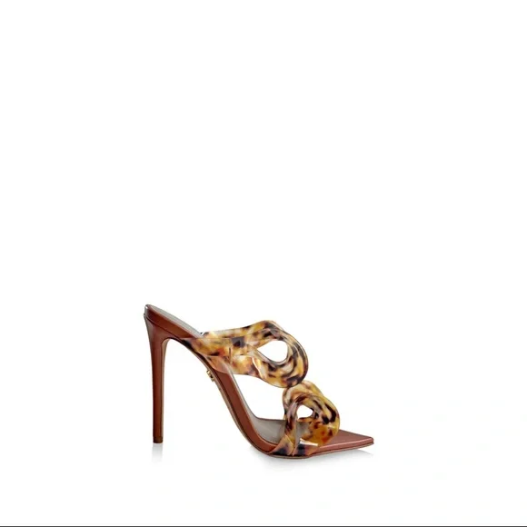❤️Monika Chiang Klara Brown Leather & Tortoise PVC Sandals - Picture 6 of 12